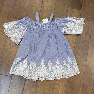 Poof New York Floral/Striped Flowy Off the Shoulder Too Size Large NWT C8-019